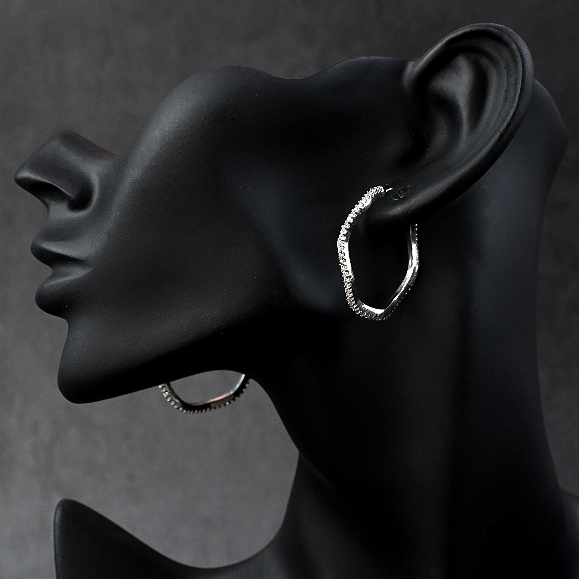 Geometric Silver Hoop Earrings