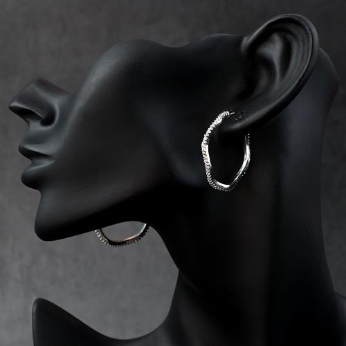 Geometric Silver Hoop Earrings