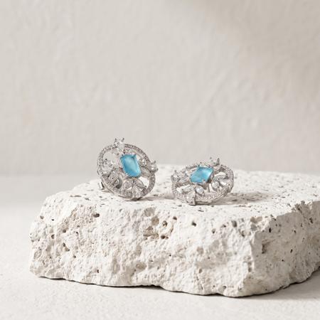 Oval Blue Stone Stud