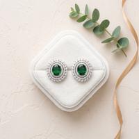 Emerald Green Oval Studs