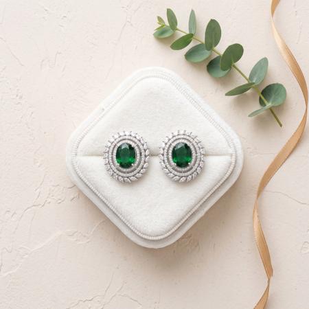 Emerald Green Oval Studs
