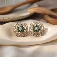 Square Floral Studs