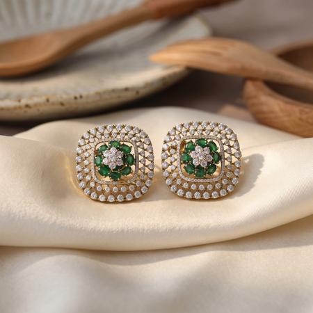 Square Floral Studs