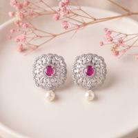 Studded Pearl Drop Earrings