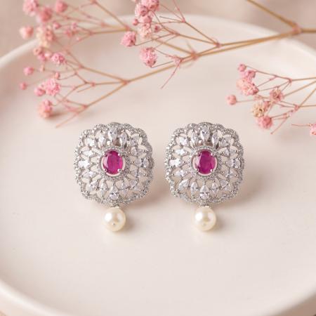 Studded Pearl Drop Earrings