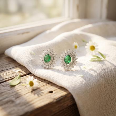 Classic Oval Green Studs