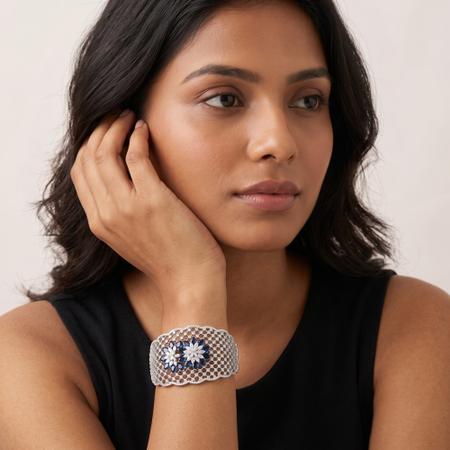 Blue Floral Studded Bracelet