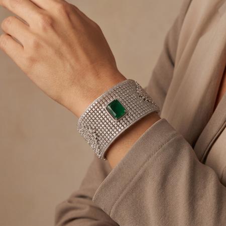 Studded Mesh Cuff Bracelet