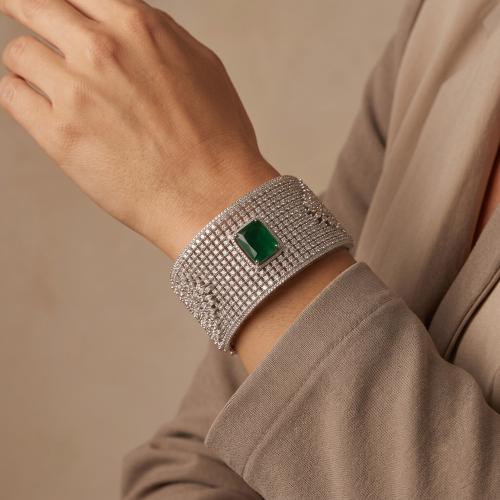 Studded Mesh Cuff Bracelet