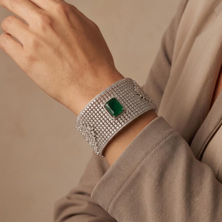 Studded Mesh Cuff Bracelet