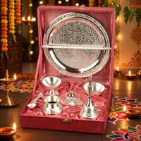 German Silver Pooja Thali Set