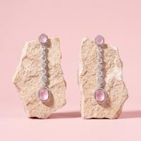 Pink Oval Drop Earrings