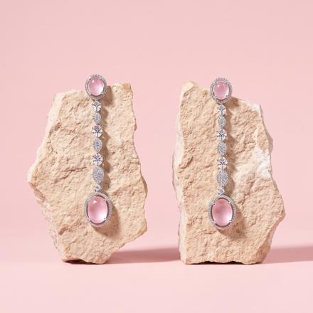 Pink Oval Drop Earrings