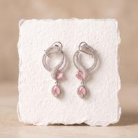 Studded Pink Drop Earrings 