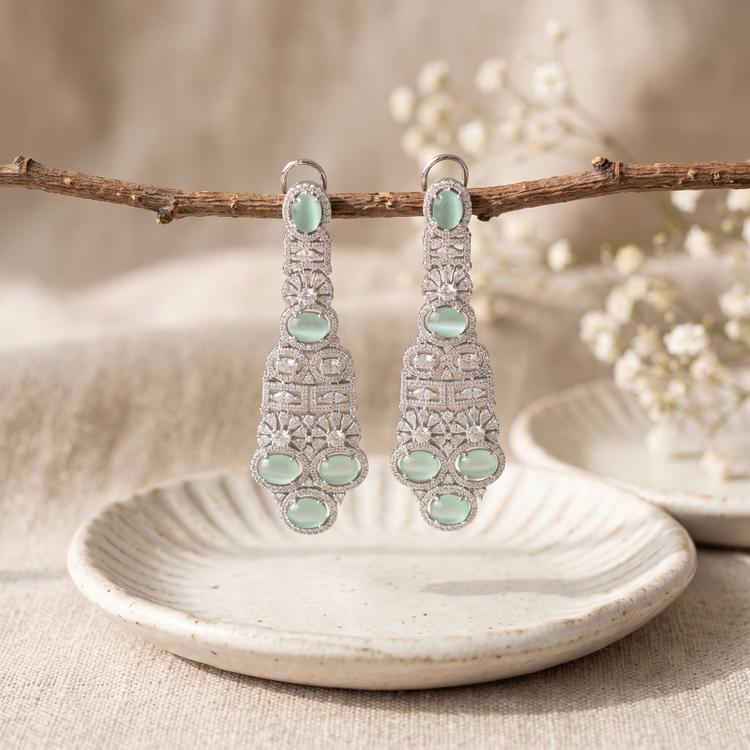 Mint Green Gemstone Drop Earrings