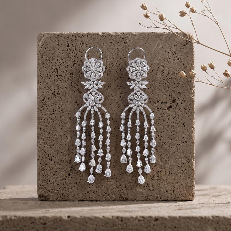 Floral Drop Studded Earrings