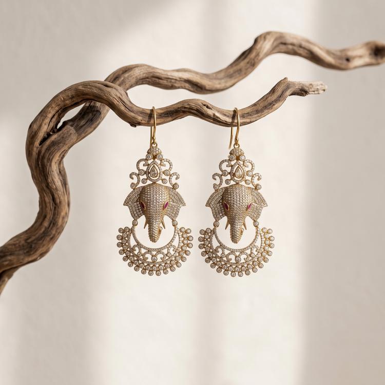 Elephant Motif Studded Earrings