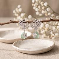 Mint Accent Floral Drop Earrings