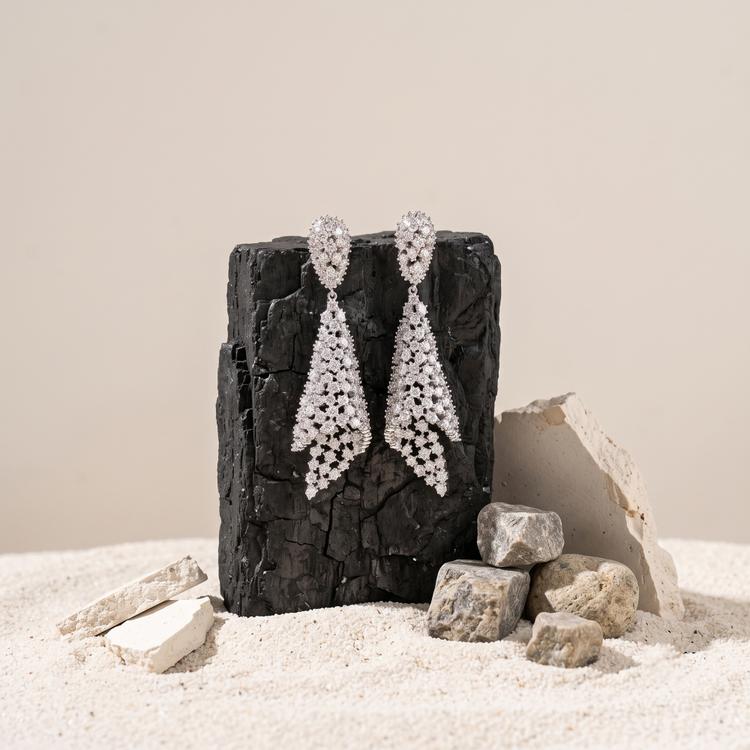 Stone Cluster Asymmetrical Earrings