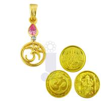 Circular Om Diamond Pendant n Trinity Coin Hamper