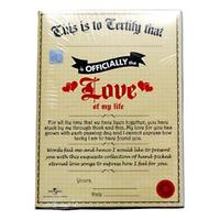 Love Of My Life Certificate