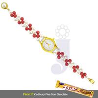 CZ Two String Coral Pearl Watch