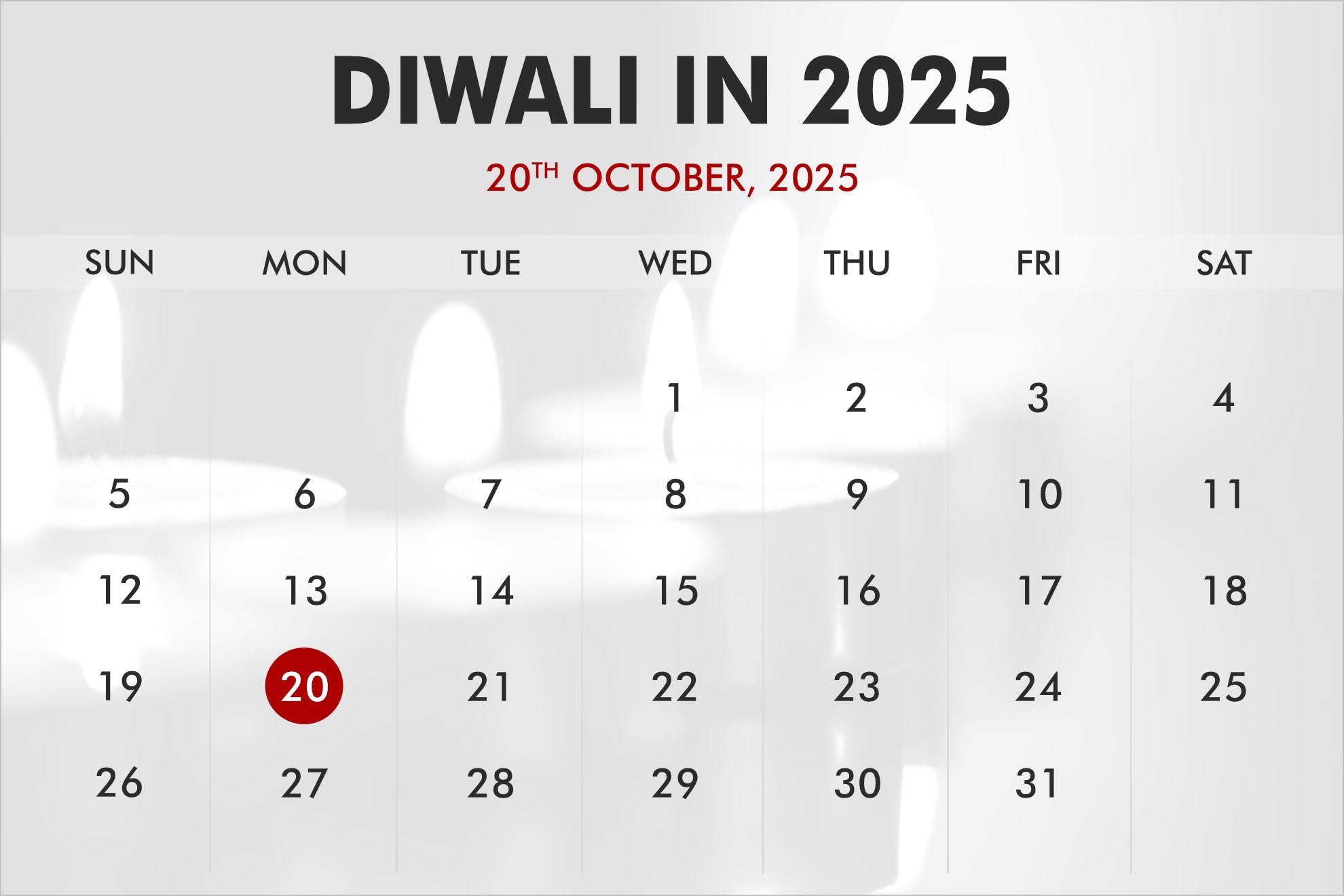 When is Diwali in 2025, 2026, 2027?