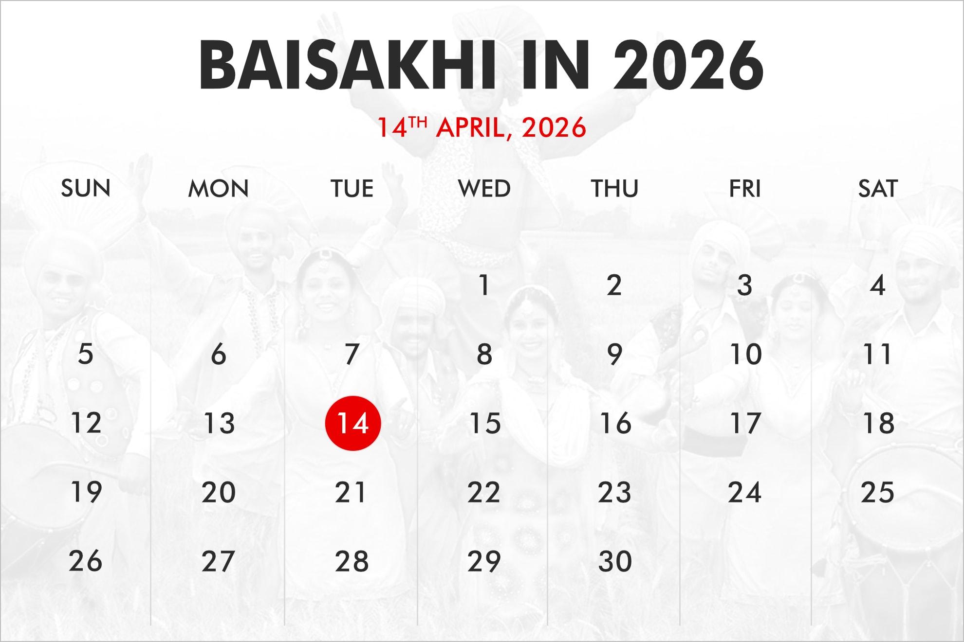 When is Baisakhi in 2026, 2027, 2028?