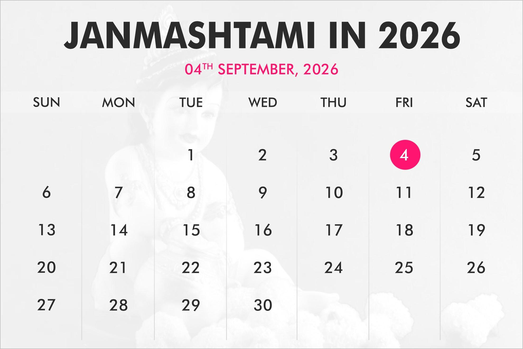 When is Janmashtami in 2025, 2026, 2027?