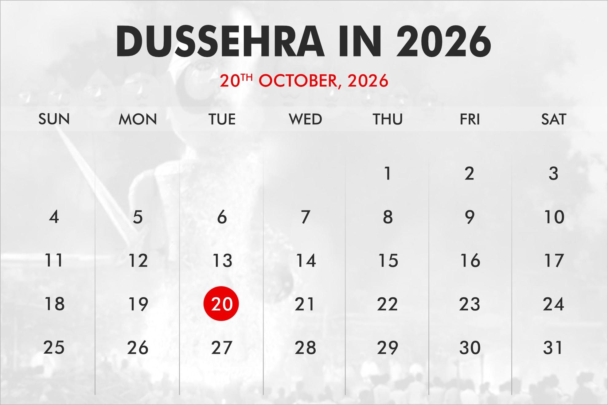 When is Dussehra in 2026, 2027, 2028?