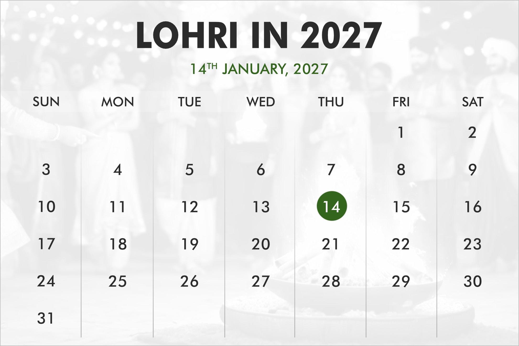 When is Lohri in 2026, 2027 & 2028?