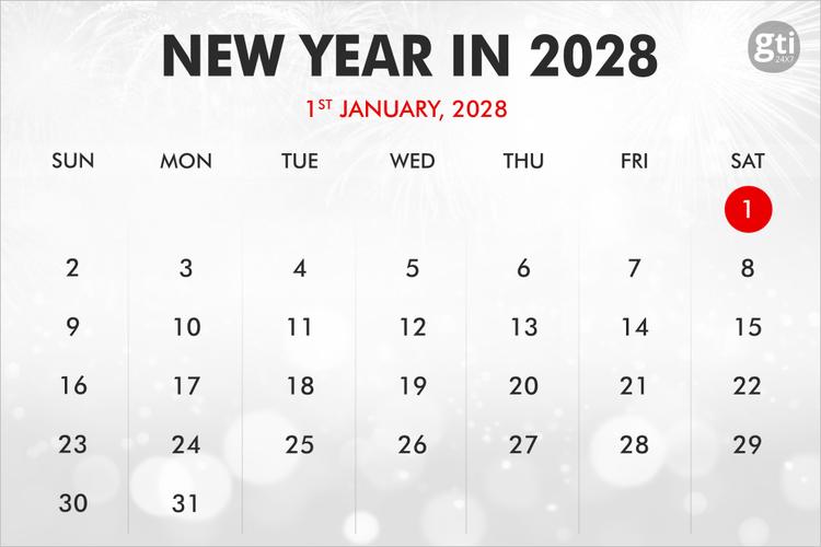 When is New Year 2026, 2027 & 2028?