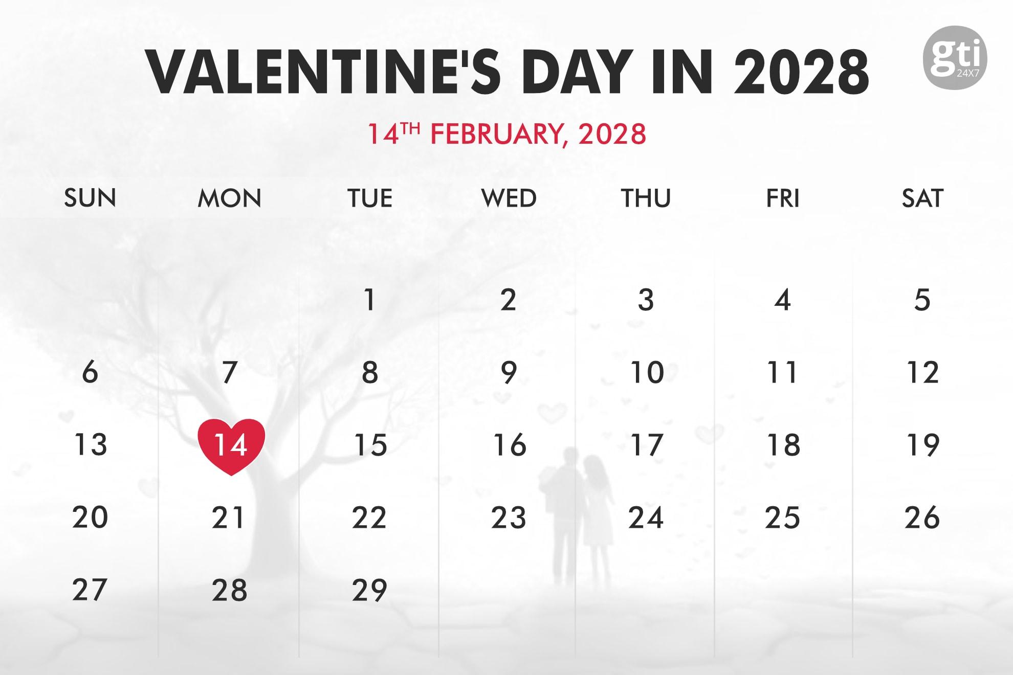 When is Valentine's Day in 2026, 2027, 2028?