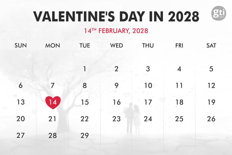 When is Valentine's Day in 2026, 2027, 2028?