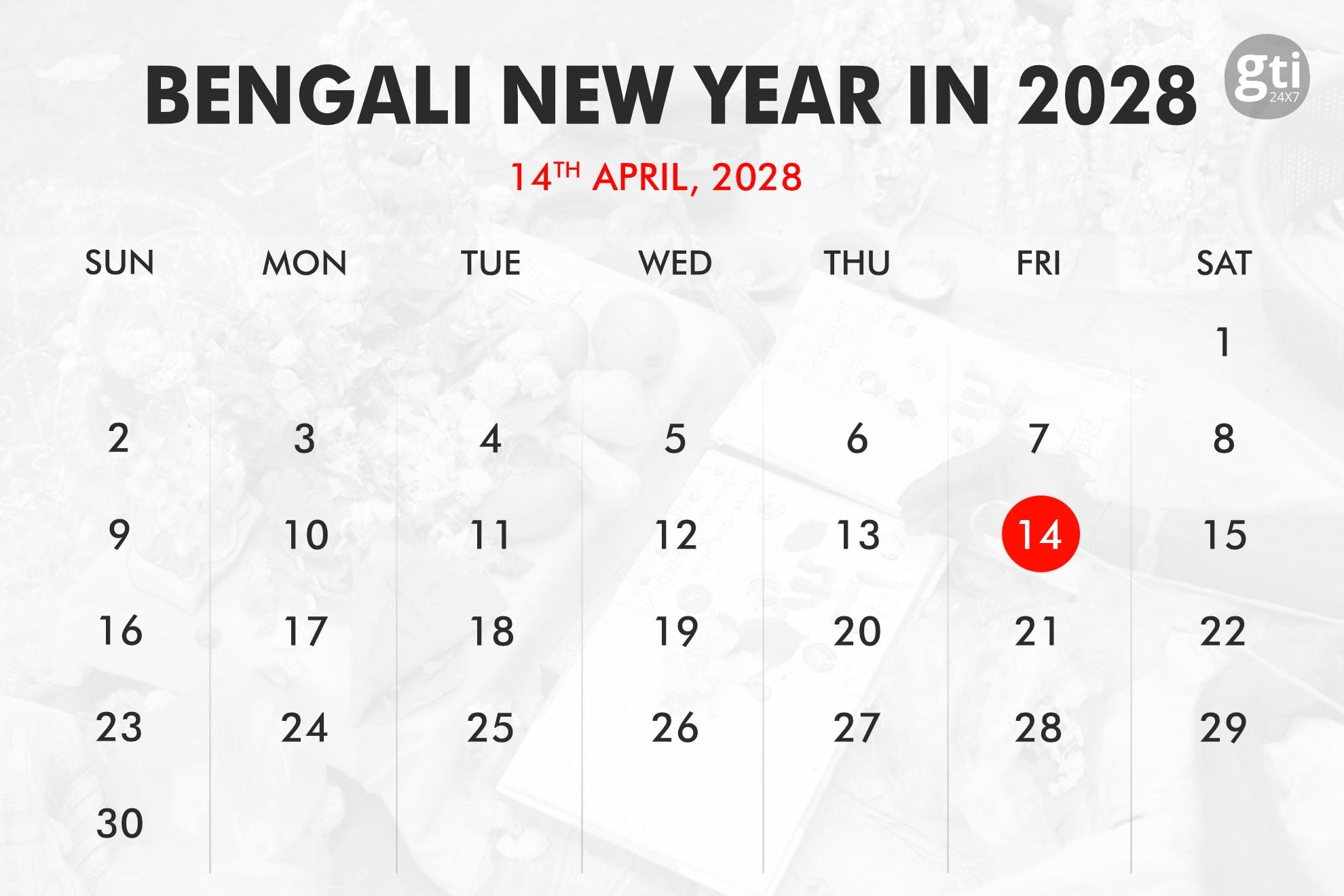 When is Bengali New Year in 2026, 2027, 2028?