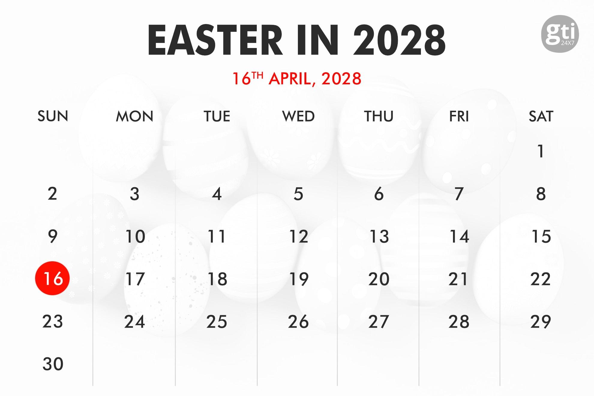 When is easter in 2026 2027 2028 